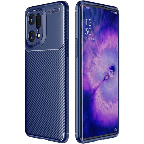 Coque Pour Oppo Find X5 Pro, Tpu [ Fibre De Carbone ] Pochette -Bleu