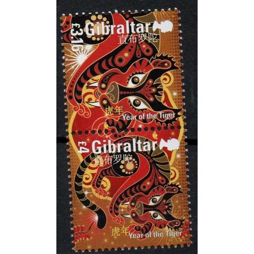 Gibraltar Timbre Année Du Tigre 2022