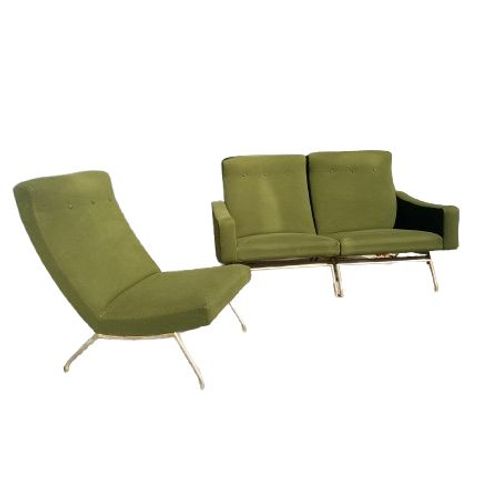 3 Fauteuils Signés Gilbert Steiner, Modèle "Galion" Années 60