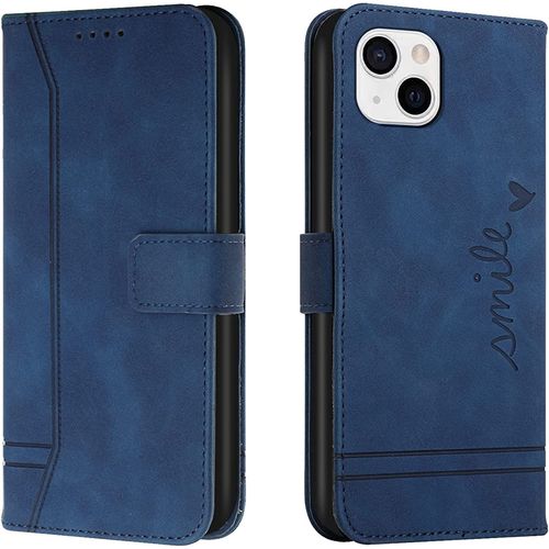 Coque Pour Iphone 13 Mini, Portefeuille Housse En Pu Avec Tpu Fermoir Flip Pochette Housse Pour Iphone 13 Mini (5,4 Pouces) (Bleu)
