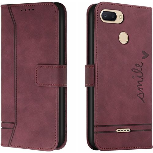 Coque Pour Xiaomi Redmi 6/6a, Portefeuille Housse En Pu Avec Tpu Fermoir Flip Pochette Housse Pour Xiaomi Redmi 6/6a (Rouge)