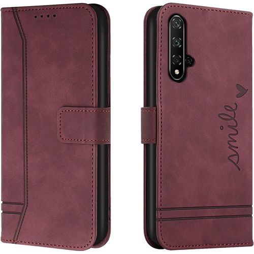 Coque Pour Huawei Honor 20 / Honor 20s /Nova 5t, Portefeuille Housse En Pu Avec Tpu Fermoir Flip Pochette Housse (Rouge)