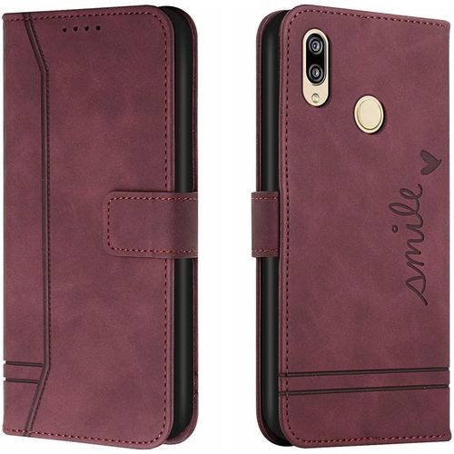 Coque Pour Xiaomi Redmi Note 7 Pro/Note 7/Note 7s, Portefeuille Housse En Pu Avec Tpu Fermoir Flip Pochette Housse (Rouge)