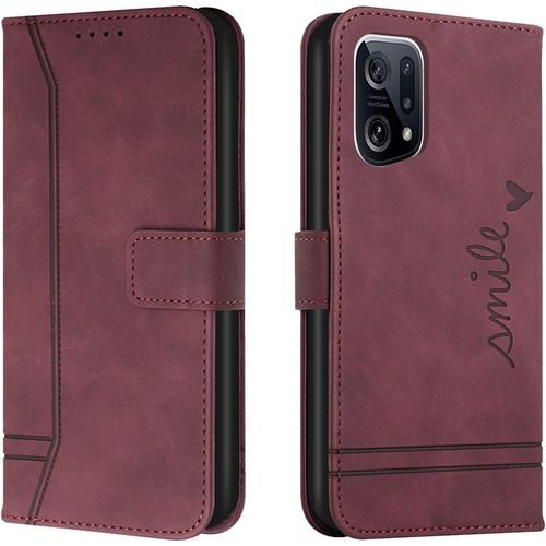 Coque Pour Oppo Find X5 Pro, Portefeuille Housse En Pu Avec Tpu Fermoir Flip Pochette Housse Pour Oppo Find X5 Pro (Rouge)