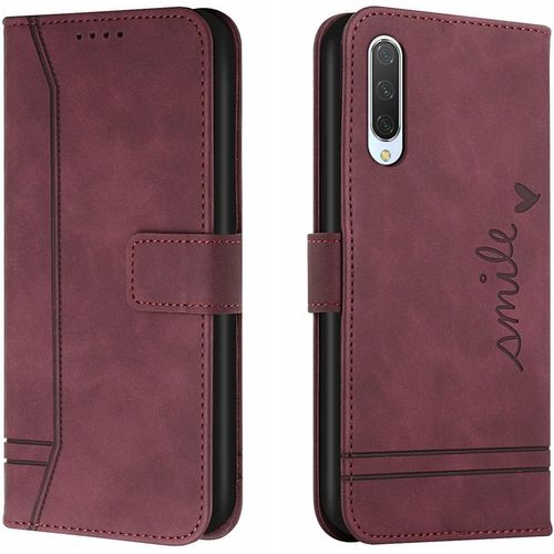 Coque Pour Xiaomi Mi 9 Se, Portefeuille Housse En Pu Avec Tpu Fermoir Flip Pochette Housse Pour Xiaomi Mi 9 Se (Rouge)