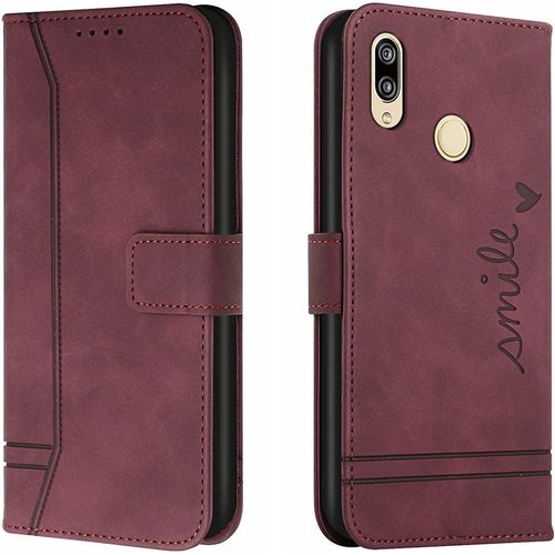 Coque Pour Huawei P Smart + 2019/Honor 20 Lite/Honor 10i/20i, Portefeuille Housse En Pu Avec Tpu Fermoir Flip Pochette Housse (Rouge)