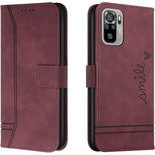 Coque Pour Xiaomi Redmi Note 10 4g/Note 10s, Portefeuille Housse En Pu Avec Tpu Flip Housse Pour Xiaomi Redmi Note 10 4g/Note 10s (Rouge)