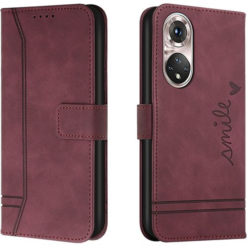 Coque Pour Huawei P50 Pro, Portefeuille Housse En Pu Avec Tpu Fermoir Flip Pochette Housse Pour Huawei P50 Pro (Rouge)