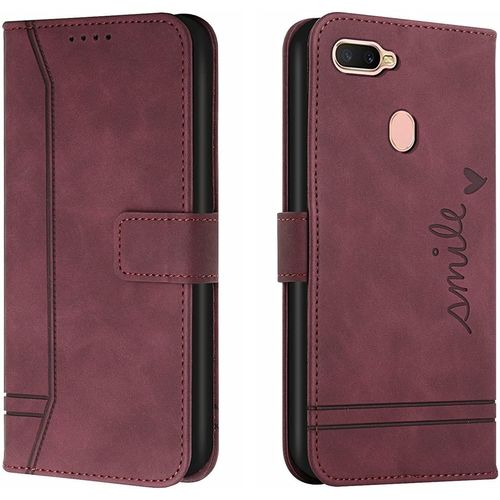 Coque Pour Huawei Honor 9 Lite/P Smart 2018, Portefeuille Housse En Pu Avec Tpu Fermoir Flip Pochette Housse (Rouge)