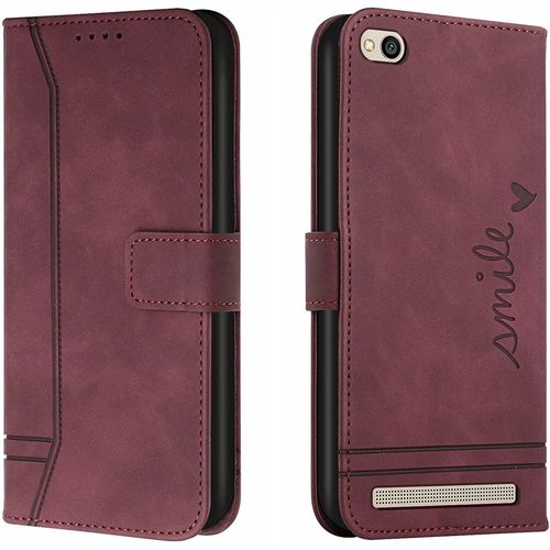 Coque Pour Xiaomi Redmi 5a, Portefeuille Housse En Pu Avec Tpu Fermoir Flip Pochette Housse Pour Xiaomi Redmi 5a (Rouge)