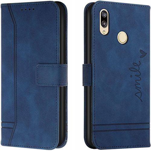 Coque Pour Huawei P Smart + 2019/Honor 20 Lite/Honor 10i/20i, Portefeuille Housse En Pu Avec Tpu Fermoir Flip Pochette Housse (Bleu)