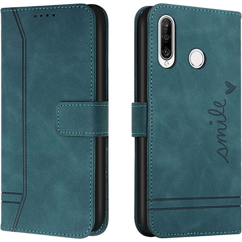 Coque Pour Huawei P30 Lite/Nova 4e, Portefeuille Housse En Pu Avec Tpu Fermoir Flip Pochette Housse Pour Huawei P30 Lite/Nova 4e (Vert)