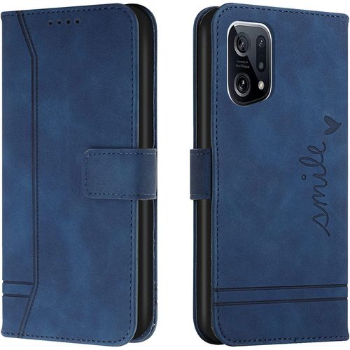 Coque Pour Oppo Find X5, Coque Oppo Find X5, Portefeuille Housse En Pu Avec Tpu Fermoir Flip Pochette Housse Pour Oppo Find X5 (Bleu)