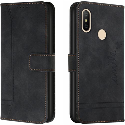Coque Pour Xiaomi Redmi Note 6 Pro, Portefeuille Housse En Pu Avec Tpu Fermoir Flip Pochette Housse Pour Xiaomi Redmi Note 6 Pro (Noir)