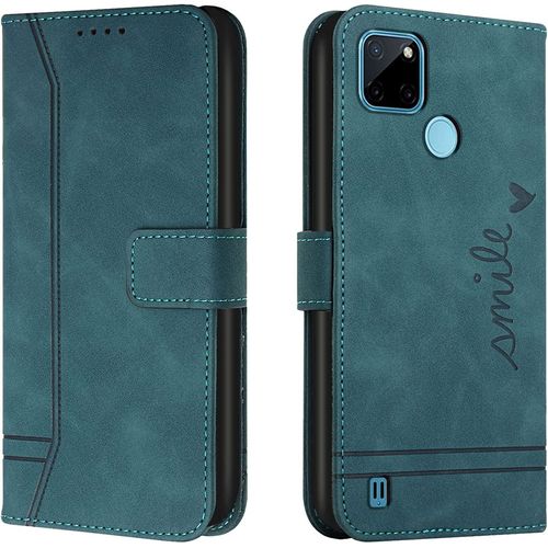 Coque Pour Oppo Realme C21y/C25y, Portefeuille Housse En Pu Avec Tpu Fermoir Flip Pochette Housse Pour Oppo Realme C21y/C25y (Vert)