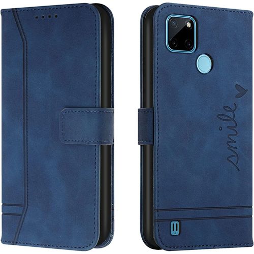 Coque Pour Oppo Realme C21y/C25y, Portefeuille Housse En Pu Avec Tpu Fermoir Flip Pochette Housse Pour Oppo Realme C21y/C25y (Bleu)