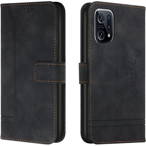 Coque Pour Oppo Find X5, Coque Oppo Find X5, Portefeuille Housse En Pu Avec Tpu Fermoir Flip Pochette Housse Pour Oppo Find X5 (Noir)