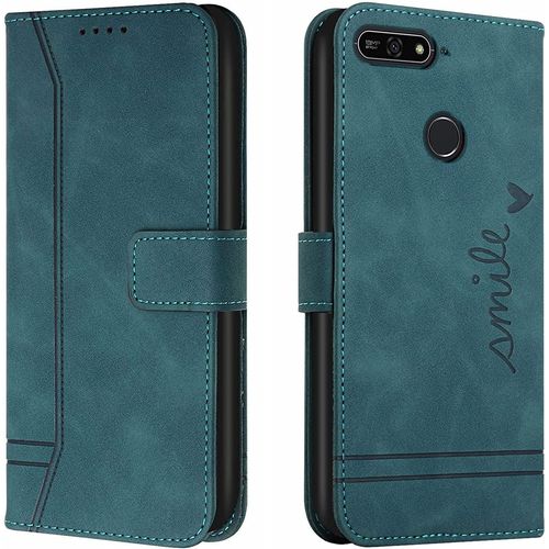 Coque Pour Huawei Y6 2018 /Honor 7a, Portefeuille Housse En Pu Avec Tpu Flip Pochette Housse Pour Huawei Y6 2018 /Honor 7a (Vert)