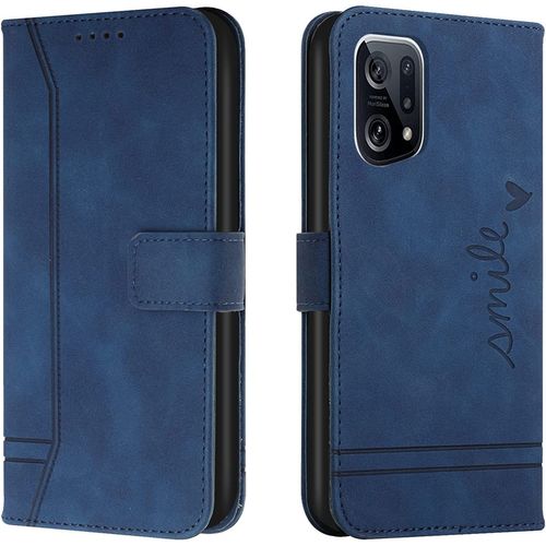 Coque Pour Oppo Find X5 Pro, Portefeuille Housse En Pu Avec Tpu Fermoir Flip Pochette Housse Pour Oppo Find X5 Pro (Bleu)