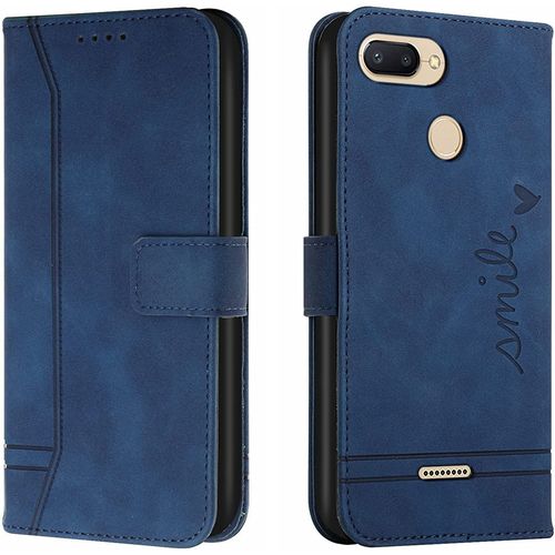 Coque Pour Xiaomi Redmi 6/6a, Portefeuille Housse En Pu Avec Tpu Fermoir Flip Pochette Housse Pour Xiaomi Redmi 6/6a (Bleu)