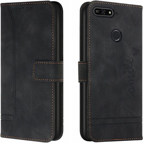 Coque Pour Huawei Y6 2018 /Honor 7a, Portefeuille Housse En Pu Avec Tpu Flip Pochette Housse Pour Huawei Y6 2018 /Honor 7a (Noir)