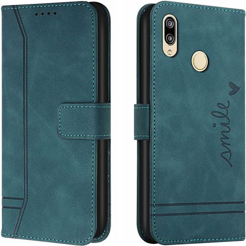 Coque Pour Huawei P Smart + 2019/Honor 20 Lite/Honor 10i/20i, Portefeuille Housse En Pu Avec Tpu Fermoir Flip Pochette Housse (Vert)