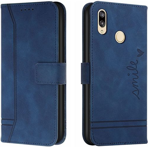 Coque Pour Xiaomi Redmi Note 7 Pro/Note 7/Note 7s, Portefeuille Housse En Pu Avec Tpu Fermoir Flip Pochette Housse (Bleu)