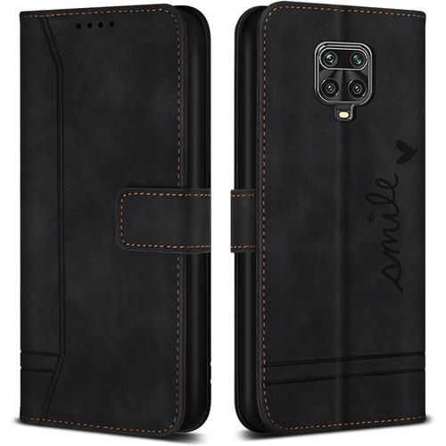 Coque Pour Xiaomi Redmi Note 9 Pro/Redmi Note 9 Pro Max/Redmi Note 9s, Avec Magnetique, Flip Pochette Housse Protection, Noir