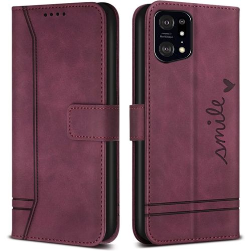 Coque Pour Oppo Find X5 Pro, Avec Magnetique, Flip Pochette Housse Pour Oppo Find X5 Pro Protection, Vin Rouge