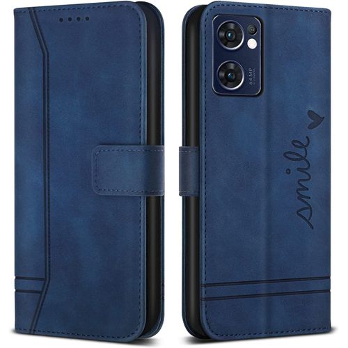 Coque Pour Oppo Find X5 Lite, Avec Magnetique, Flip Pochette Housse Pour Oppo Find X5 Lite Protection, Bleu