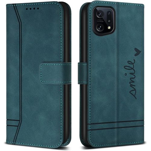 Coque Pour Oppo Find X5, Avec Magnetique, Flip Pochette Housse Pour Oppo Find X5 Protection, Vert