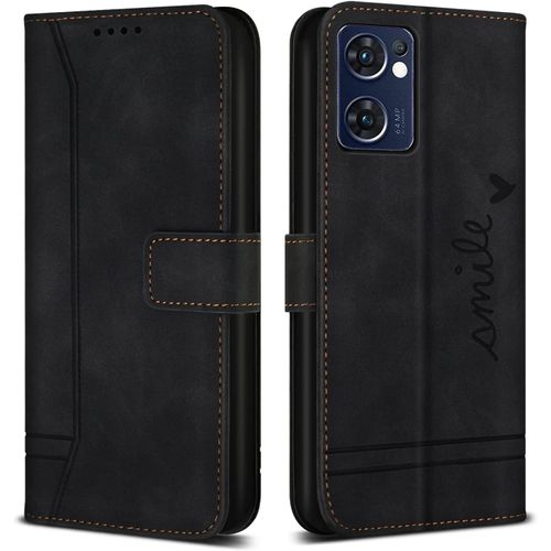 Coque Pour Oppo Find X5 Lite, Avec Magnetique, Flip Pochette Housse Pour Oppo Find X5 Lite Protection, Noir