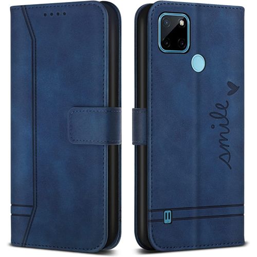 Coque Pour Oppo Realme C21y, Avec Magnetique, Flip Pochette Housse Pour Oppo Realme C21y Protection, Bleu