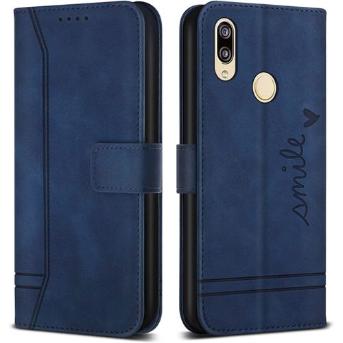 Coque Pour Huawei Honor 10 Lite/Huawei P Smart 2019, Avec Magnetique, Flip Pochette Housse Pour Huawei Honor 10 Lite/Huawei P Smart 2019 Protection, Bleu
