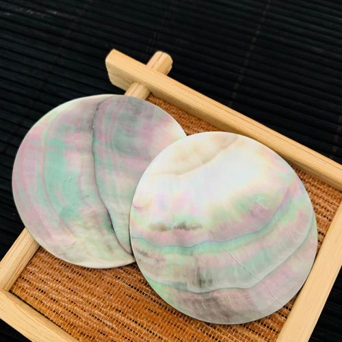 Pendentif En Perle Noire Naturelle, 2 Pièces, 45mm, En Nacre Ronde, Coque Polie, Pour Bricolage, Bijoux, Accessoires