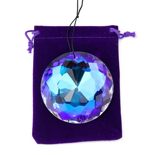75MM Mandala Rainbow Crystal Prism Sun Catcher Aurora Shinning Chandelier Crystals Glass Faceted Hanging Pendant Drop with Bag