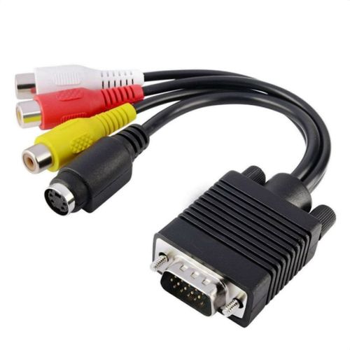 Adaptateur de sortie AV TV VGA mâle vers s-vidéo 3 RCA femelle, connecteur convertisseur, câble vidéo, cartes vidéo pour ordinateur portable