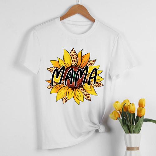 T-Shirt À Manches Courtes Et Col Rond Pour Homme Et Femme, Motif Tournesol Blanc, À La Mode