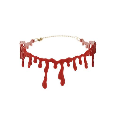 1 Pièce Collier Goutte De Sang D'horreur Décoration D'halloween, Faux Vampire De Sang Fantaisie Ras Du Cou Costume Colliers Rouges Accessoires De Fête