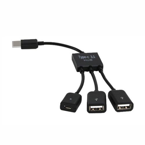 Hub Usb 2.0 Mâle-Femelle 3 En 1, Adaptateur Otg Pour Smartphone, Ordinateur Et Tablette, 3 Ports