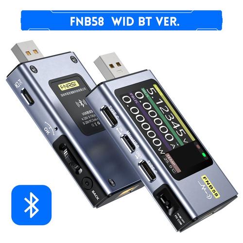 Bleu Avec Bluetooth - Voltmètre ammètre FNIRSI FNB58 USB TYPE C, testeur, détection de Charge rapide, capacité de déclenchement, mesure'ondulation