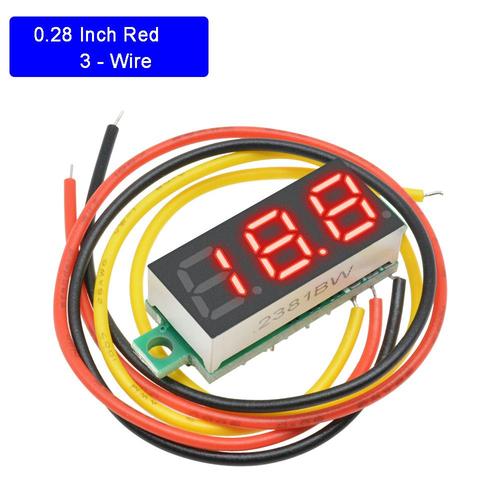 CC 0-100V Rouge - Voltmètre numérique 0 0.28 V DC, 100 pouces, testeur de tension pour voiture, détecteur, 12V, rouge, vert, bleu, jaune