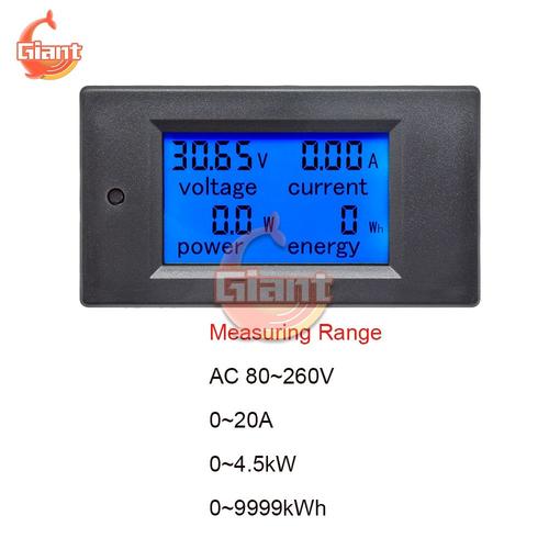 Tapez 4 - Voltmètre numérique AC 80 260V DC 6.5 100V 20A 50A 100A LCD, ampèremètre, kWh Watt, tension'énergie, testeur de courant