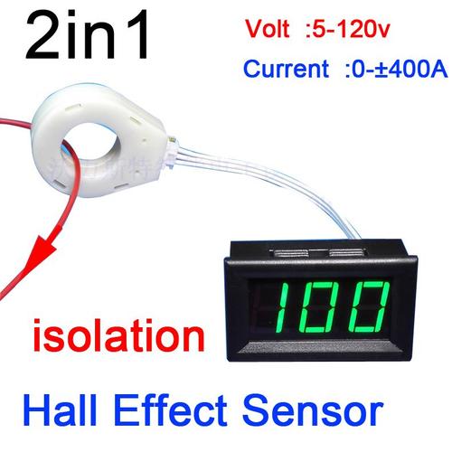 Câble d'extension 2M - Voltmètre Numérique Dc 120v 400a 200a 100a 50a, Ampèremètre, Charge, Décharge, Courant, Capteur Hall Pour Moniteur De Batterie Solaire De Voiture 12v 24v