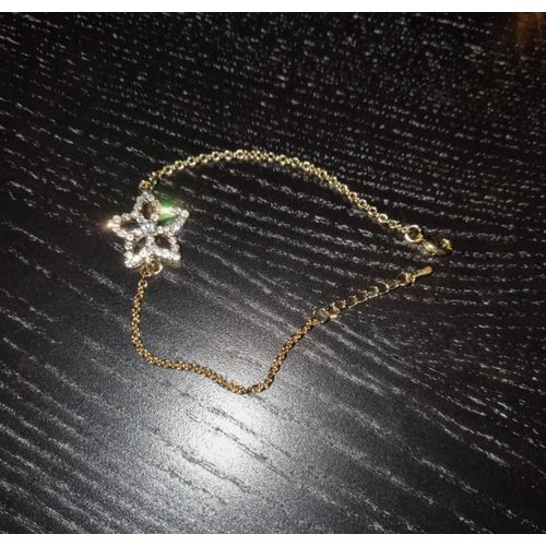 Bracelet Fantaisie Maille Dorée Et Fleur
