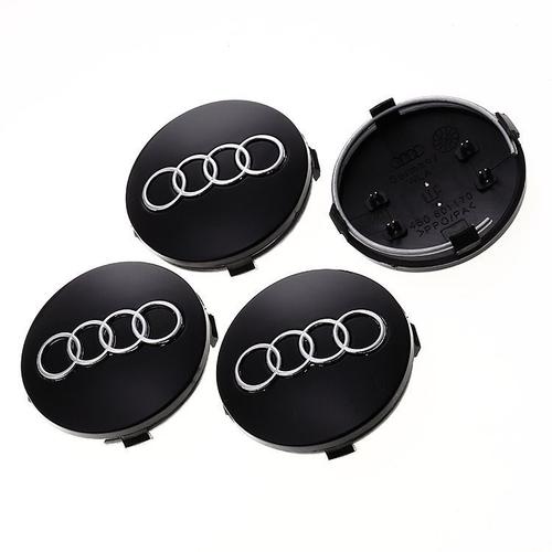 Lot De 4 Capuchons Caches Moyeux Pour Jantes Aluminium Audi A3 A4 A5 A6 A7 A8 S4 S5 S6 S8 S4 Rs4 Q3 Q5 Q7 Tt S Line Quattro A4l A6l Noir 60mm