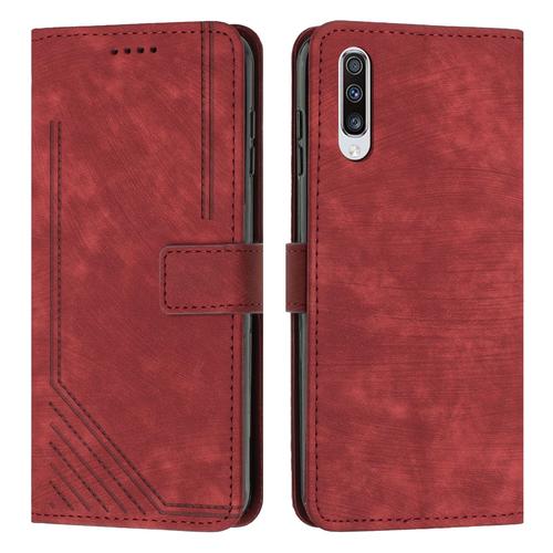 Coque Pour Samsung Galaxy A70,Etui De Samsung Galaxy A70 Premium En Cuir Pochette Protection,Étui Pour Samsung Galaxy A70 Portefeuille Rabat Clapet Case,Rouge