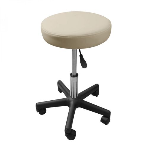 Vivezen - Tabouret Rond À Roulettes Réglable En Hauteur De 43.5 À 60.5 Cm Et Pivotable À 360° - Beige