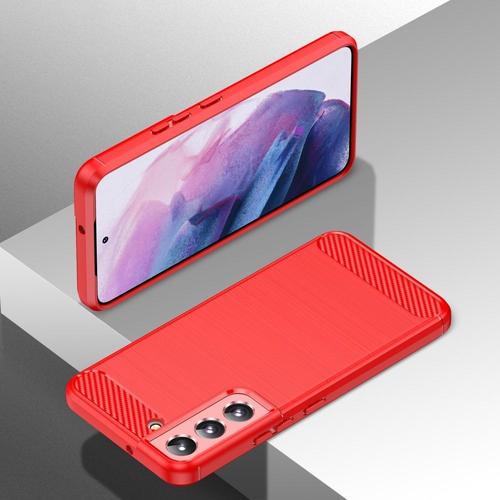 Coque Pour Samsung Galaxy S23 Plus 5g - Housse Etui Silicone Gel Carbone + Verre Trempe - Rouge