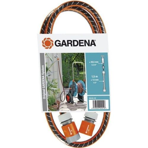 Equipements de branchement GARDENA 18053-20 - Tuyau d'arrosage et raccords pour branchement dévidoir - 1,5m